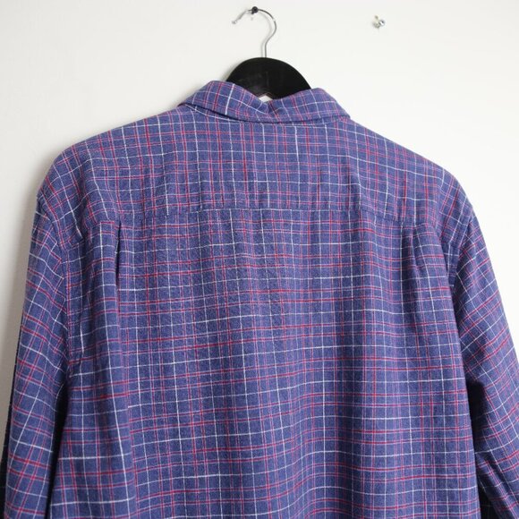American Eagle Top Mens Purple Plaid Classic Fit Long Sleeve Flannel Size Large - Picture 10 of 10